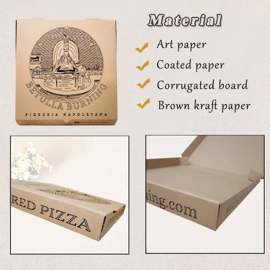 Custom Printed Kraft Paper Pizza Box for Takeaway Manufactured with High Quality Material
