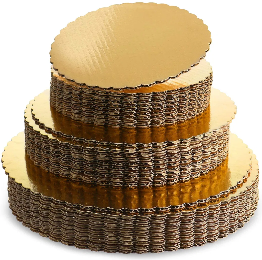 White Silver Golden Scalloped Foil Round Cake Board Tray Cake Decorating Supplies White Sturdy Cake Board