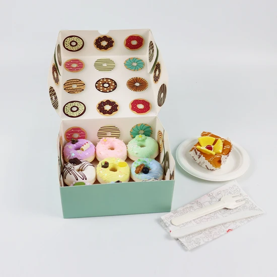 Cardboard Kraft Paper Bakery Packing Cake Box Handle Tall Box for Cake Donut Macarron Desert Box