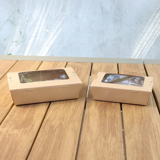 10*10*8 Disposable Custom Factory Manufacturing Take Away Packaging Kraft Paper with PVC Cleartransparent Window Food Sushi Box