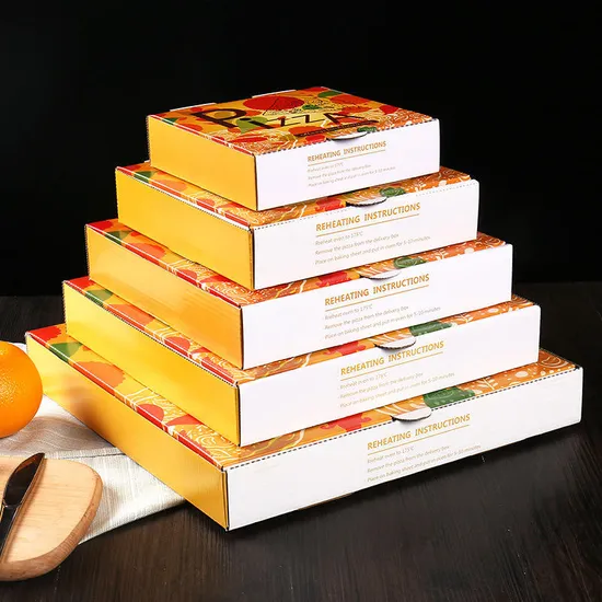 Delivery Pizza Box Different Size Food Custom Printed Logo Pizza Flute Corrugated Carton Box