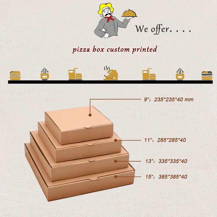 12inch Custom Logo Portable Thick Recycled Corrugated Delivery Baking Pizza Box