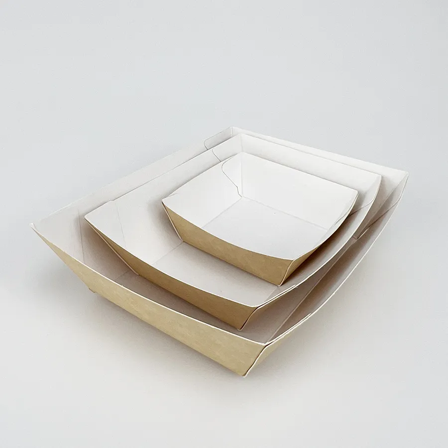 Biodegradable Disposable Boat Shaped Kraft Paper Fried Chicken Take out Box Take-out Boat Tray
