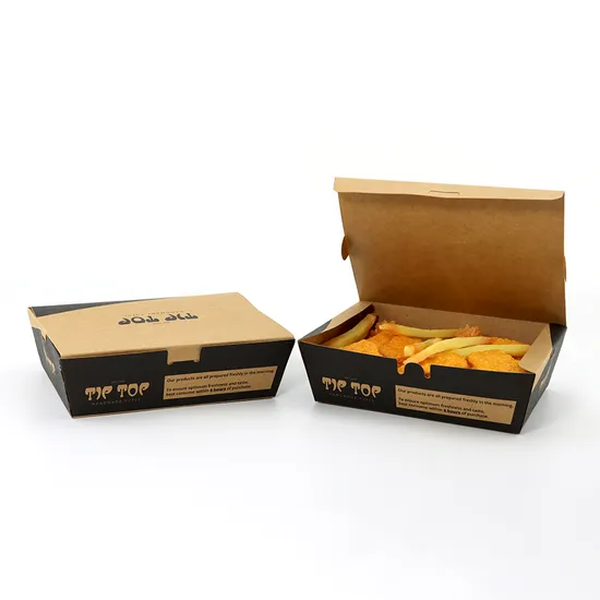 Wholesale Customized Printing Logo Food Grade Disposable Takeaway Sushi Fried Chicken Chips Burger Container Cardboard Kraft Paper Food Box