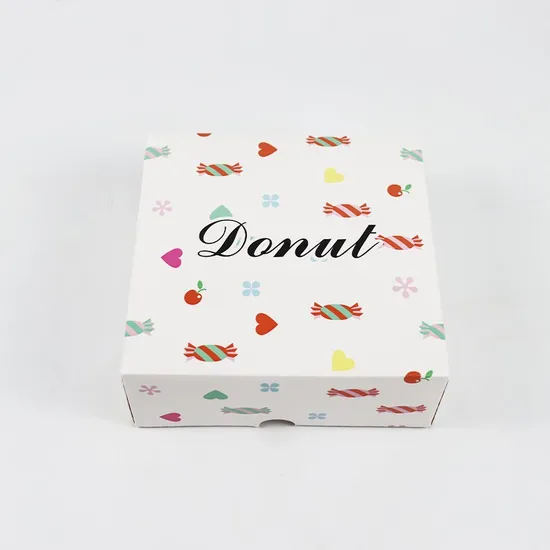 6inch Personalized Custom Mini Donut Cake Food Packaging Simply Folded and Transported Doughnutsnack Box