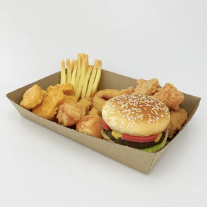 Wholesale Customized Disposable Eco-Friendly Takeaway Fast Food Box Fried Chicken Chip Snack Platter Boat Shaped Food Cardboard Kraft Paper Box
