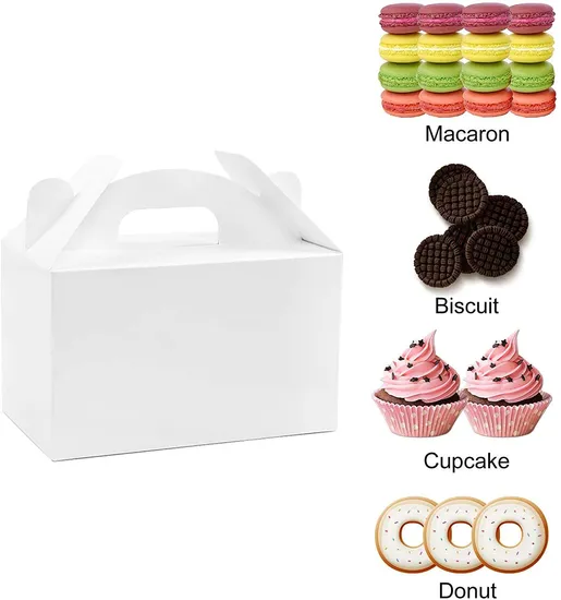 Factory Biodegradable Paper Cake Packaging White Kraft Paper Box with Handle Fancy Eco-Friendly Cardboard Cake Box