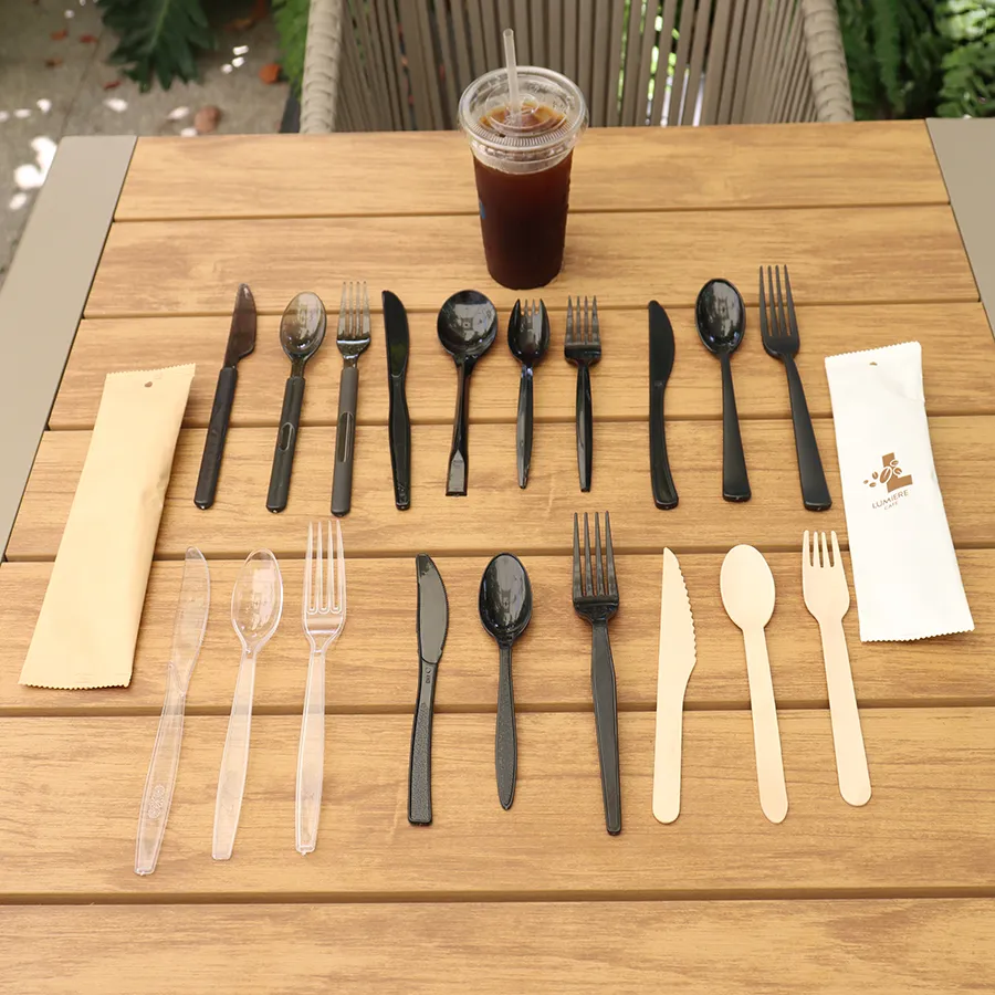 Wholesale Customized Printing Size Eco-Friendly Disposable Knife Fork and Spoon Wooden Cutlery