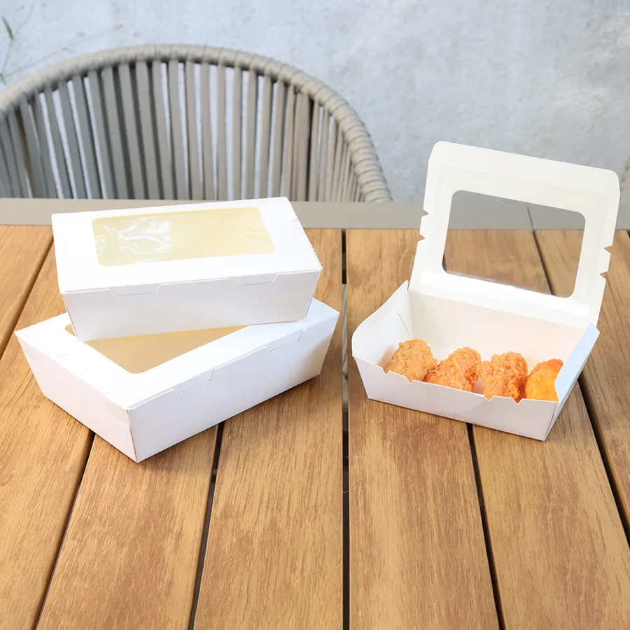 Wholesale Customized Food Grade Takeaway Sushi Fried Chicken Chips Burger Container Disposable Cardboard Paper Single Compartment Salad Box