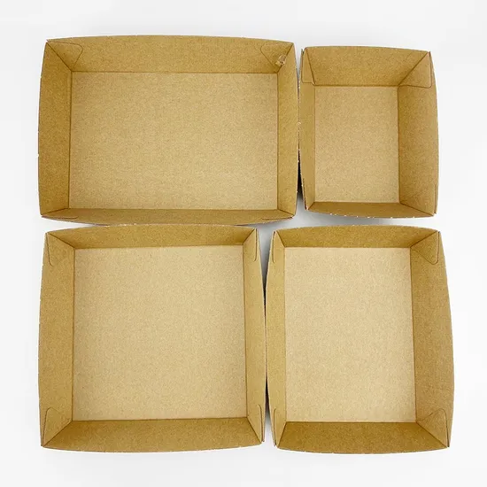 Wholesale Small Recyclable Take-out Boat Tray Eco-Friendly Disposable Kraft Paper Food Trays