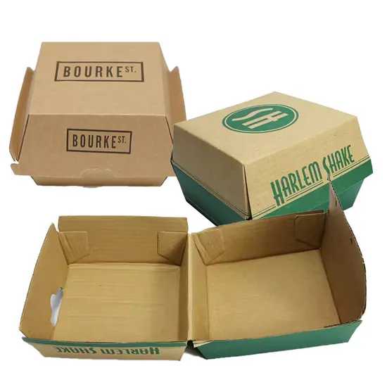Recycled Custom Printed Take Away French Fries Paper Box Fast Food Takeaway Hamburger Packaging Box