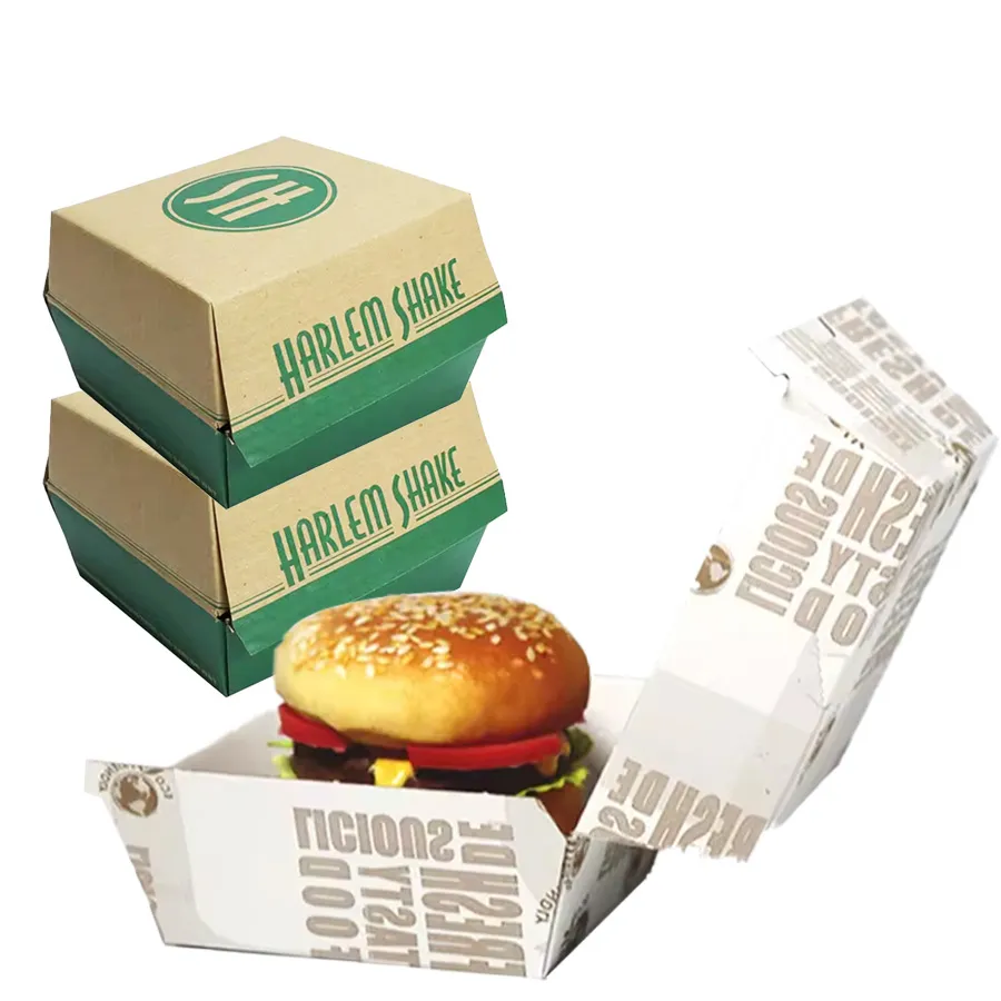 Recycled Custom Printed Take Away French Fries Paper Box Fast Food Takeaway Hamburger Packaging Box
