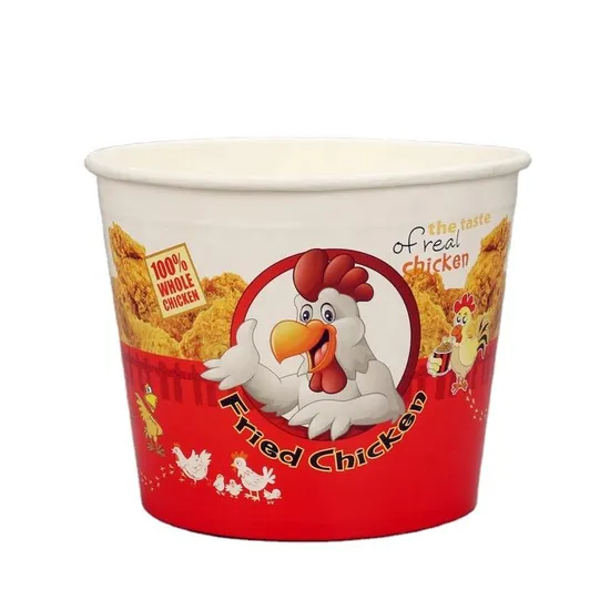 Factory Customized Printing Logo Food Grade Disposable Popcorn Fried Chicken Burger Family Cardboard Packaging Bucket