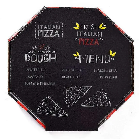 Wholesale Food Grade Custom Printed Logo Size Manufacturer Biodegradable Square Sexangle Octagon Pizza Kraft Corrugated Cardboard Packing Box