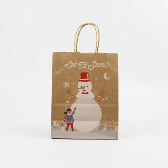 Customized Printing Kraft Paper Gift Shopping Packing Package Bag for Food Garment Promotionalitems Packaging Custom