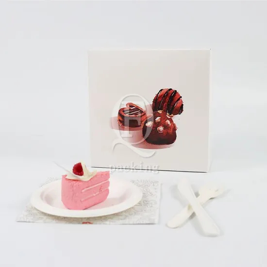 Factory Cheap Custom Printed Logo Size Food Grade Doughnut Snack Takeaway Food Wholesale Disposable Bakery Delivery Packing Macaron Paper Cake Cardboard Box