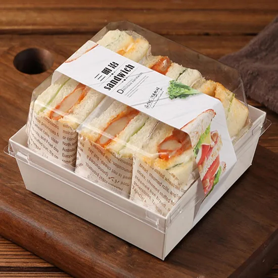 Wholesale Customized Printing Transparent Window Eco-Friendly Food Grade Cardboard Toast Wedge Container Paper Sandwich Sushi Cake Box