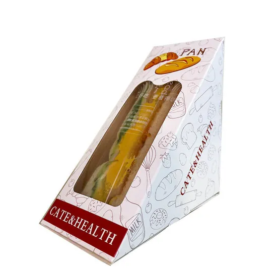 Eco-Friendly Custom Logo Printing Food Grade Portable Triangular Cardboard Sandwich Box