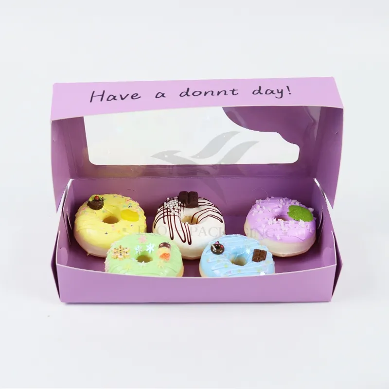 Factory Direct Sale Cheap Personalized Luxury Transparent Window Customized Printed Food Grade Disposable Packaging Macaron Cake Doughnut Sweet Cardboard Box