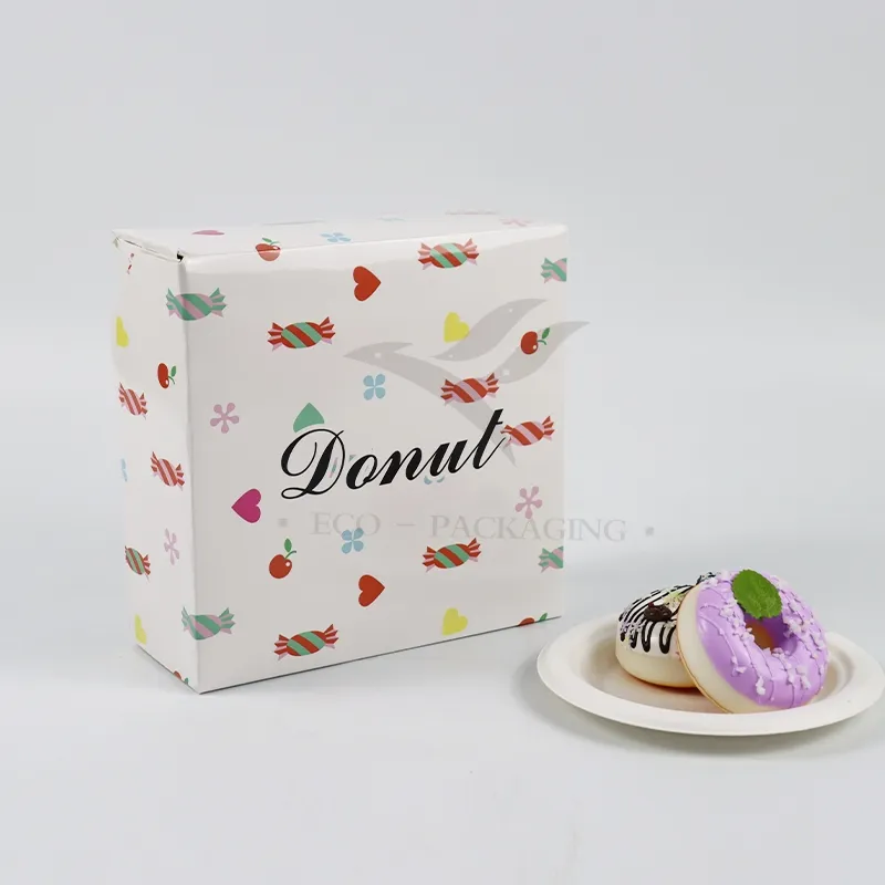 Factory Wholesale Affordable Personalized Luxury Customized Printed Logo Size Food Grade Disposable Bakery Packaging Macaron Cake Doughnut Cardboard Paper Box