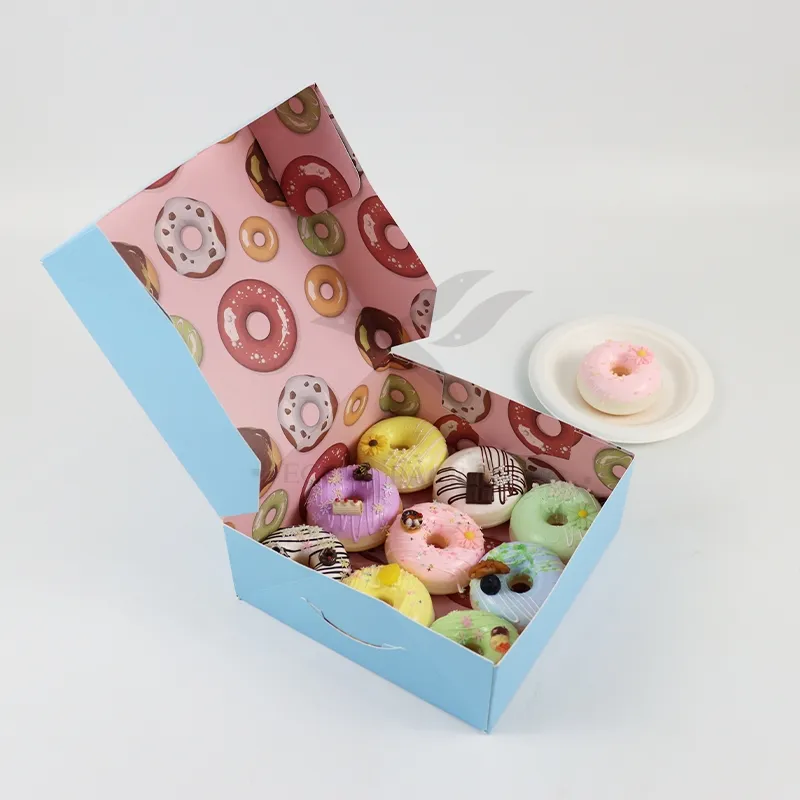 Factory Wholesale Affordable Personalized Customized Printed Logo Size Food Grade Disposable Bakery Packaging Macaron Cake Doughnut Cardboard Paper Box