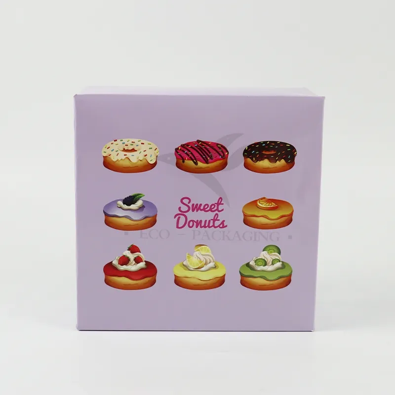 Factory Direct Sale Wholesale Personalized Luxury Customized Printed Logo Size Food Grade Disposable Packaging Macaron Cake Doughnut Sweet Cardboard Box