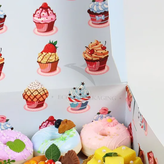 Factory Wholesale Cheap Personalized Luxury Customized Printed Logo Size Food Grade Disposable Packaging Macaron Cake Doughnut Sweet Cardboard Box
