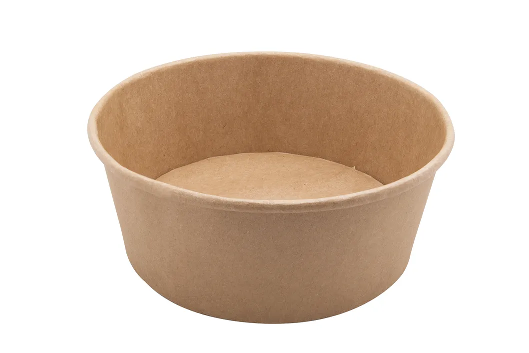 Round Brown Biodegradable Eco-Friendly Take Away Salad Fast Food Kraft Paper Packaging Bowl
