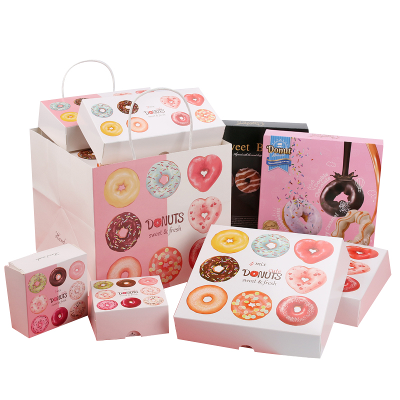 Custom Logo Donut Box Doughnut Package Bakery Cake Boards Box Personalized Boxes