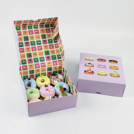 Hot Selling Wholesale Custom Bakery Mochi Donuts Packaging Doughnut Box with Insert Bakery Cake Donuts and Cookie Doughnut Box