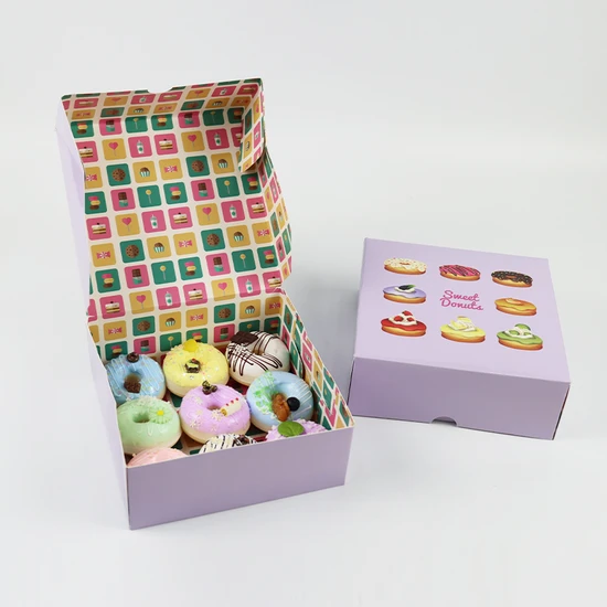 Hot Selling Wholesale Custom Bakery Mochi Donuts Packaging Doughnut Box with Insert Bakery Cake Donuts and Cookie Doughnut Box