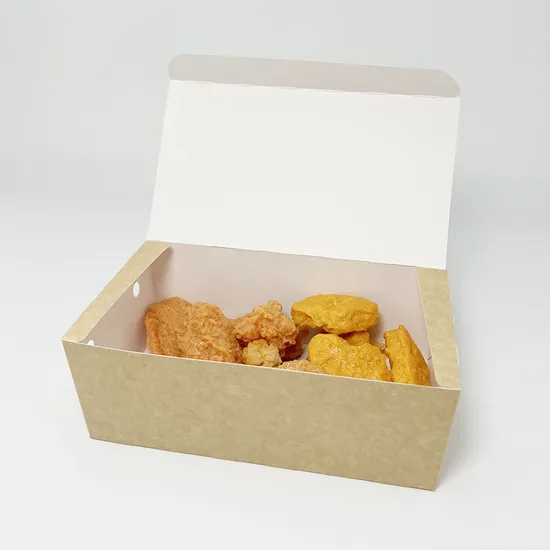 Hiqh-Quality Wholesale Kraft Paper Fried Chicken Box Biodegradable Snack Paper Box