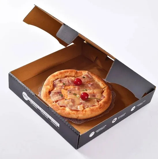 Custom Biodegradable Kraft Pizza Boxes with Logo Recyclable Take Away Food Packaging Features Embossing and Stamping Printing