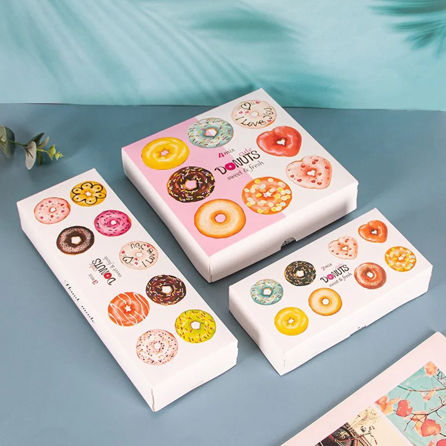 Custom Beautiful Doughnut Boxes Bakery Take out Gift Boxes Cup Cake Box Custom Printed Cupcake Dessert Packing Boxes