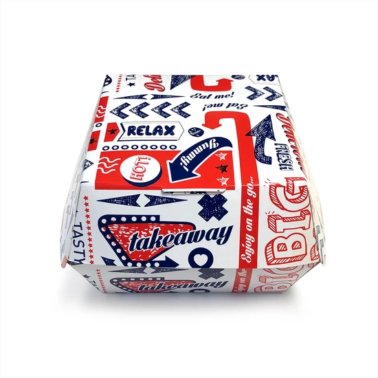 Corrugated Cardboard Burger Box Custom and Logo Design Food Materials Burger Packaging Box Die Cut Box