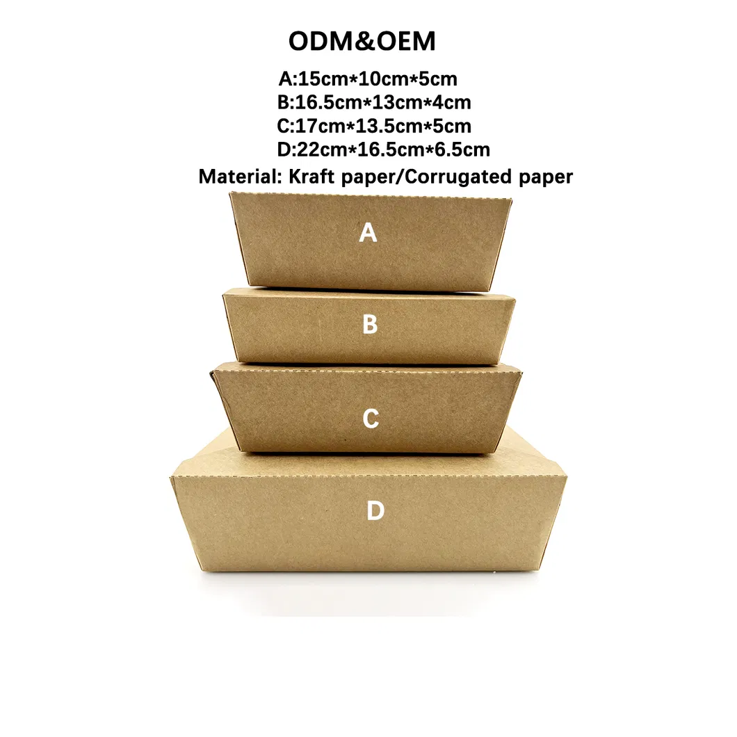 Kraft Rectangular Cake Lunch Container with Clear PP/Pet Lid Paper Food Packaging Takeout Box Lunch Box