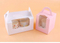 Cup Cake Box with Transparent Window White Cardboard Cake Box Colorful Paper Cake Box