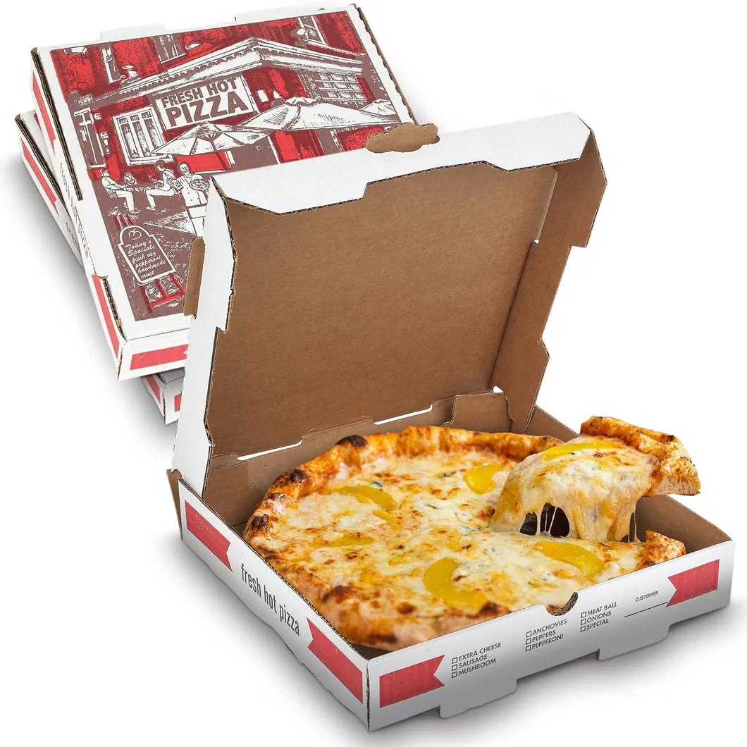 Cheap Price 10 12 14 16 18 Inch Corrugated Cardboard Wholesale Custom Pizza Box.