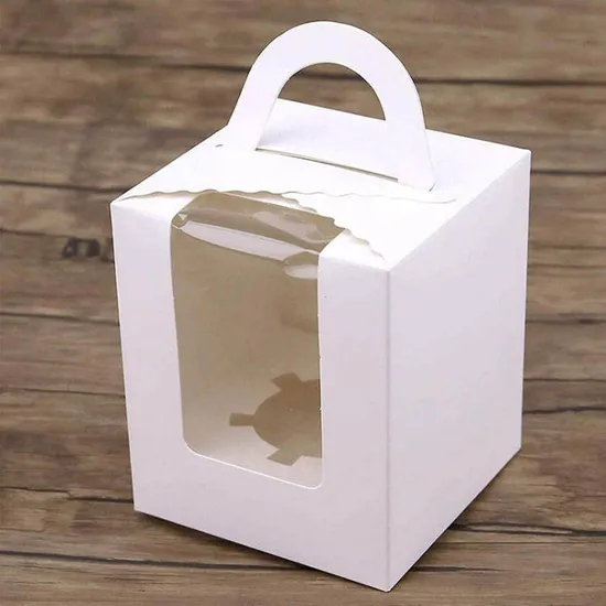 Wholesale Kraft Paper Big Transparent Window Birthday Cake Wrapper Cake Box with Handle Specification