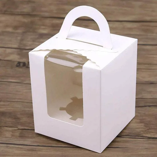 Wholesale Kraft Paper Big Transparent Window Birthday Cake Wrapper Cake Box with Handle Specification
