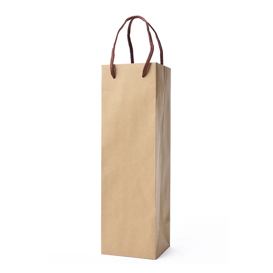 Customized Brown Recyclable Kraft Paper Bag Logo Printing Long Custom Size Packaging Paper Bag