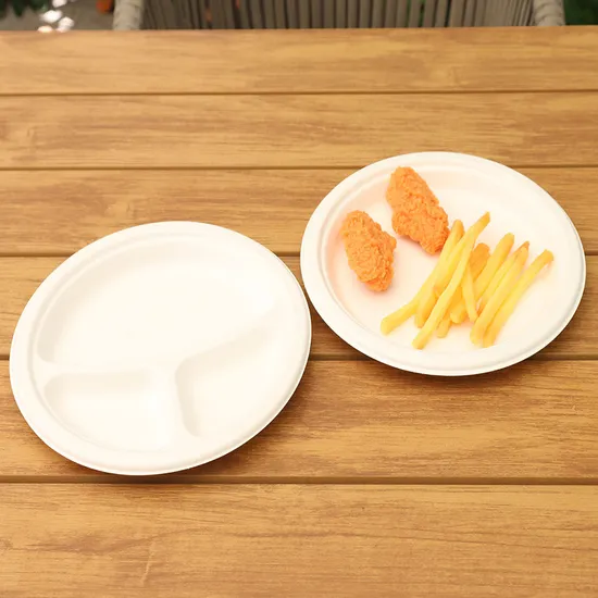 High Quality Food Grade Bagasse Cutlery Custom Packaging Bagasse Paper Plates