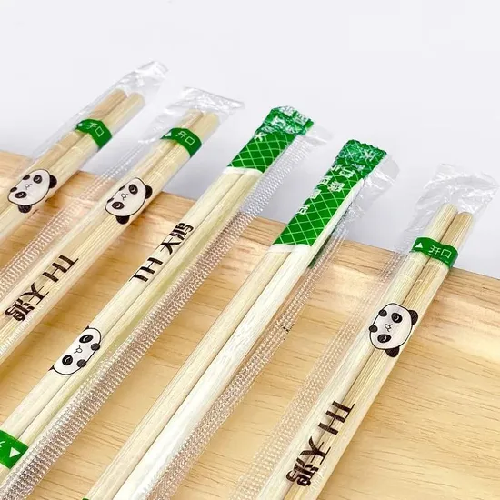 Custom Disposable Eco Friendly Chopsticks Round Bamboo Chopsticks with Paper Bag or Plastic Package