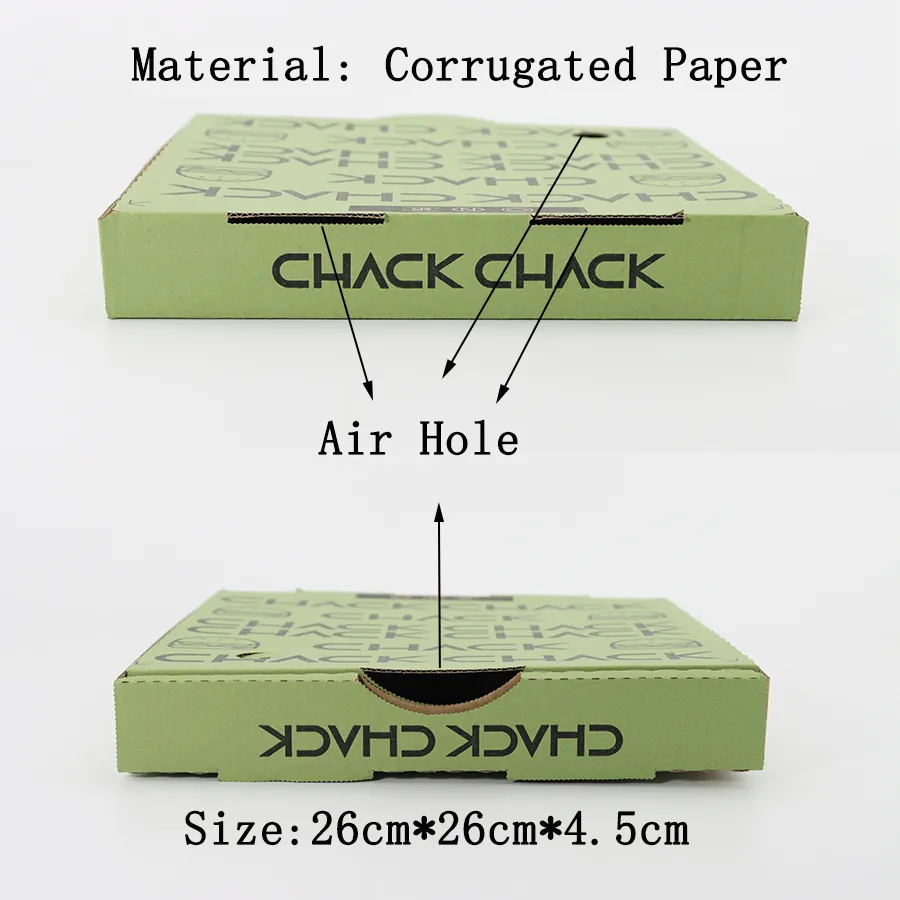 Custom Recyclable Pizza Cardboard Box with Logo Gold Foil Stamping for Food Packaging and Box