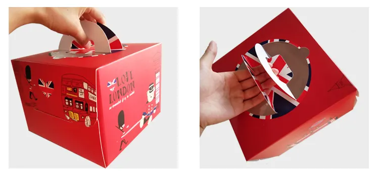 High Quality Cheap Color Paper Cake Box Custom Cake Kraft Paper Packaging with Handle