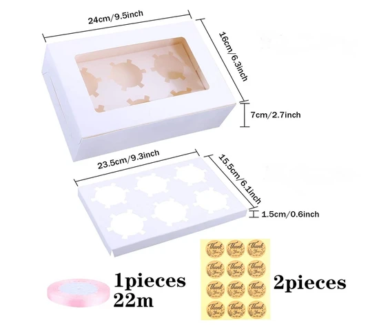 Biodegradable Customized Size Cake Paper Boxes Cup Cake Box with Window for Baking Cake Shop Box