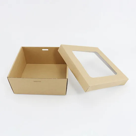Kraft Paper 9-Piece Macaron Cupcake Box Recyclable Clear Window Packaging for Sweet Mini Cake Donut Weddingparty Favor Boxes