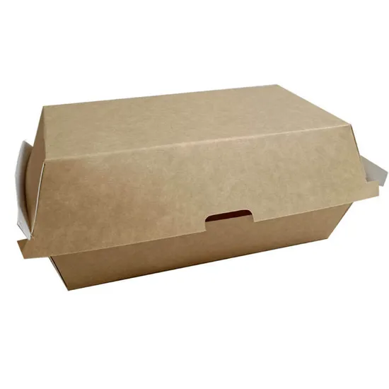 Biodegradable Corrugated Kraft Box Customized Hamburger Paper Box Disposable Cardboard Burger Boxes Greaseproof