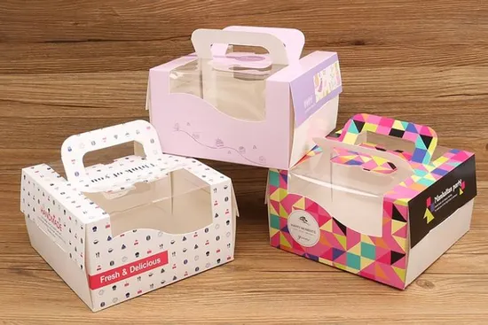 Baking Packaging Cardboard Cake Paper Box Wedding Dessert Loaf Hard Card Cake Box with Handle