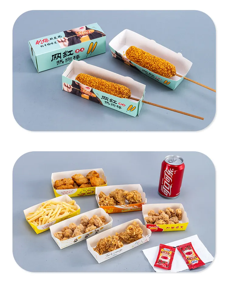 Customized Food Packaging Custom Paper Packaging Fast Food Box Hot Dog Paper Holder